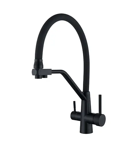 Смеситель для кухни на две воды Wezer INX4A-08-BLACK нержавеющая сталь черный матовый - фото 1