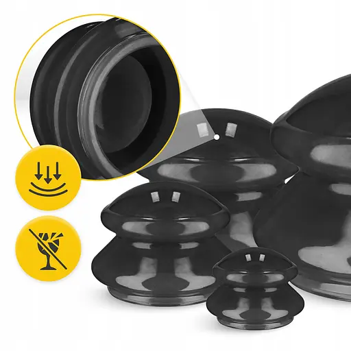 Вакуумные массажные банки 4FIZJO MED+ силиконовые для тела (китайские/антицеллюлитные банки) 4 шт Black (P-5907739314932) - фото 9