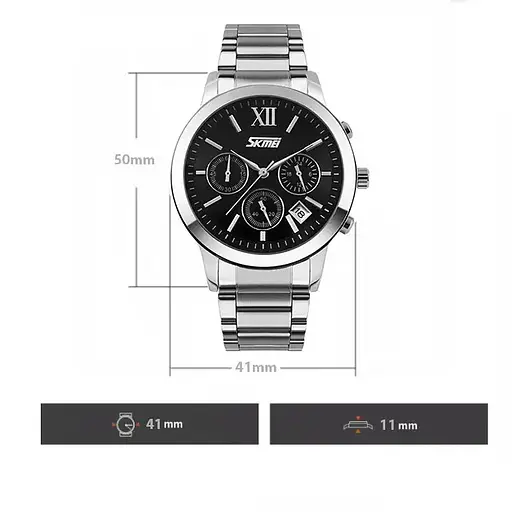Чоловічий наручний годинник Skmei Tandem 9097 Чорний - фото 3