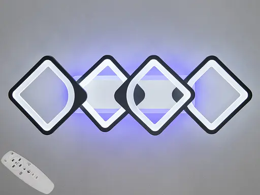 Світлодіодна люстра смарт світильник з пультом, 72Вт, чорна - фото 1