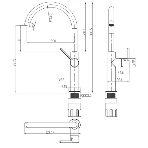 Смеситель для кухни Omnires Tula gold TL6050GL Золотой - фото 3