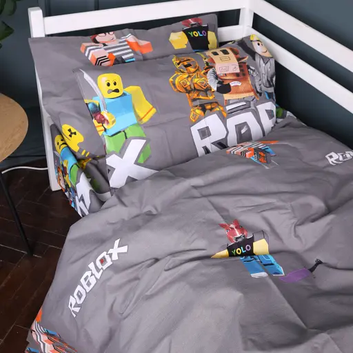 Пододеяльник MirSon Kids Time Roblox game gray бязь 200х220 см (2200011552378) - фото 3