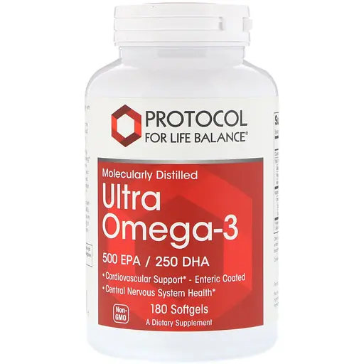 Омега-3 Protocol for Life Balance Ultra Omega-3 молекулярно дистиллированная 500 EPA/250 DHA 180 капсул - фото 1