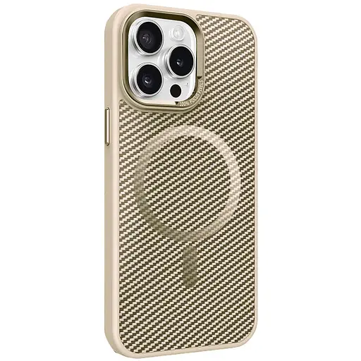 Чехол Epik TPU+PC Carbon Mirage with MagSafe для Apple iPhone 15 Pro 6.1 Antique White