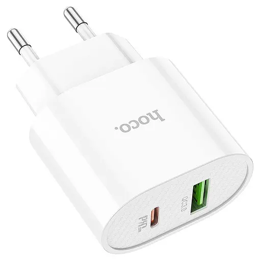 Мережевий зарядний пристрій Hoco C95A Lineal PD20W+QC3.0 + Cable USB-C to Lightning White (757326) [76051] - фото 2