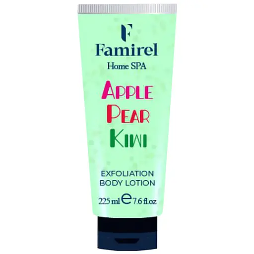 Отшелушивающий лосьон для тела Famirel Home Spa Exfoliant Body Lotion Kiwi, Pear & Apple Киви, груша и яблоко 225 мл - фото 1
