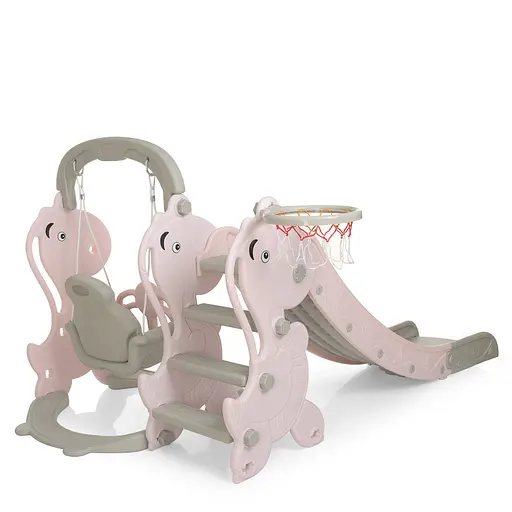 Дитяча гірка-гойдалка BAMBI YG2020-2-8 з баскетбольним кільцем, ш153-г195-в110см, рожева - фото 6