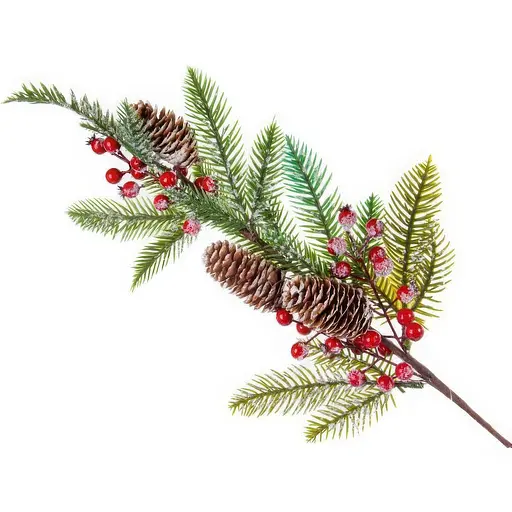 Гілка декоративна Lefard хвойна з ягідками 64 см (801-563)