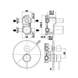 Змішувач для ванни/душу на 2 споживача Paffoni Light steel LIG018ST, Нержавіюча сталь - фото 2