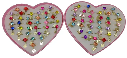 Кільце металеве дитяче Стрази кольорові з підвіскою (В асортименті)