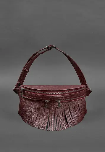 Шкіряна жіноча сумка на пояс Spirit бордова - фото 3