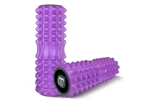 Массажный ролик EasyFit Grid Roller 33 см v.1.2 с заглушками с двух сторон Фиолетовый (EF-2022a-V) - фото 2