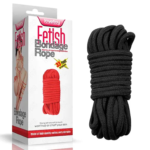 Мотузка для зв'язування Lovetoy Fetish Bondage Rope 10 м чорний - фото 6