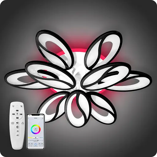 Люстра світлодіодна 517 Dlight 3color з пультом 150Вт Чорний (02065) - фото 1