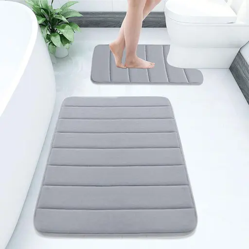 Набор 2 коврика для ванной Aquarius с эффектом памяти 50х80 см, U-образный 50х50 см. Серый в полоску