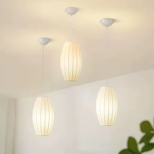 Дизайнерський світильник із полімерним овальним абажуром Ø19х28 см Line F AK05-190 x 280 Білий - фото 1