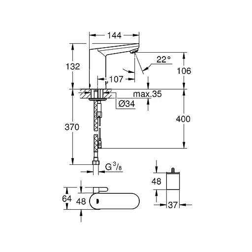 Смеситель бесконтактный для раковины Grohe Get E 36366001 Хром - фото 2