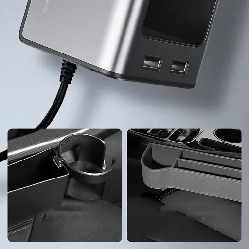 Автомобільний органайзер Baseus Deluxe Metal Armrest Console Organized CRCWH-A01 2 USB 5V/2A Чорний - фото 4