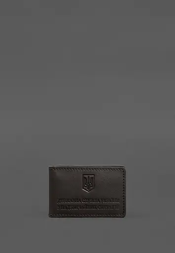 Кожаная обложка на удостоверение ГСЧС с карманом темно-коричневая - фото 2