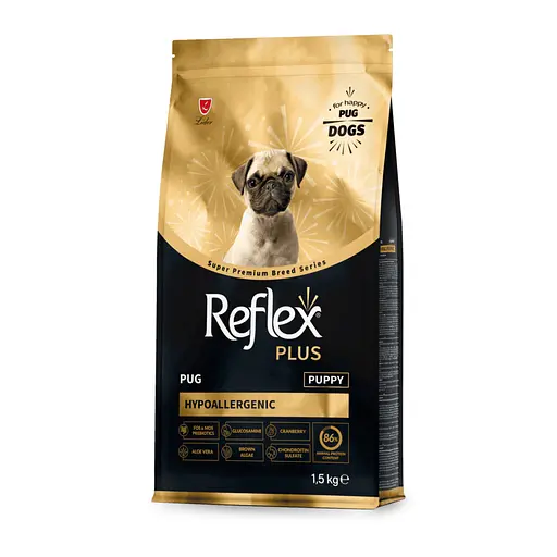 Повноцінний та збалансований сухий корм Reflex Plus для цуценят породи мопс 1.5 кг - фото 3