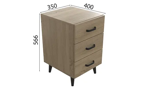 Тумба Вива 3 на конусных ножках Ferrum-decor 56,5x35x40 Черный металл ДСП Дуб Сонома 16 мм (FRD-106820) - фото 4