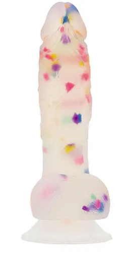 Фалоімітатор з конфетті Addiction - PARTY MARTY 7.5″ - FROST & CONFETTI, 19 см, силікон - фото 3