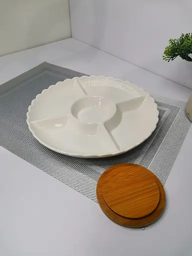 Менажниця порцеляна Interos 4 секції біла 30.5 см (PJ03451-L) - фото 3