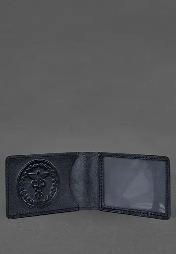 Кожаная обложка на удостоверение Государственной налоговой службы темно-синяя - фото 3