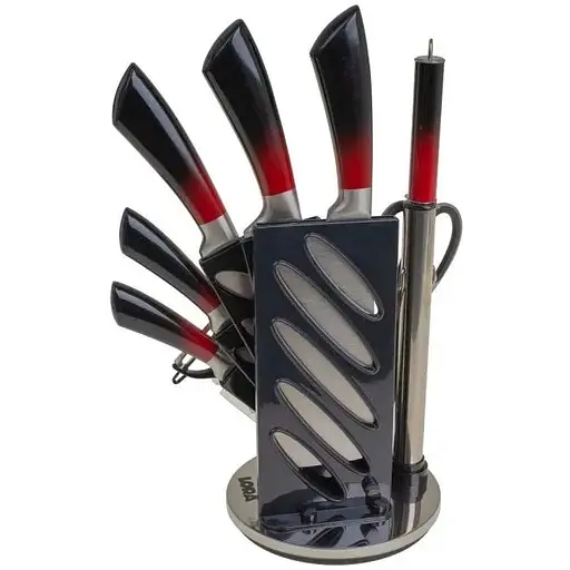 Набір ножів з підставкою 9 шт. Black+Red (NS41SETKN) - фото 7