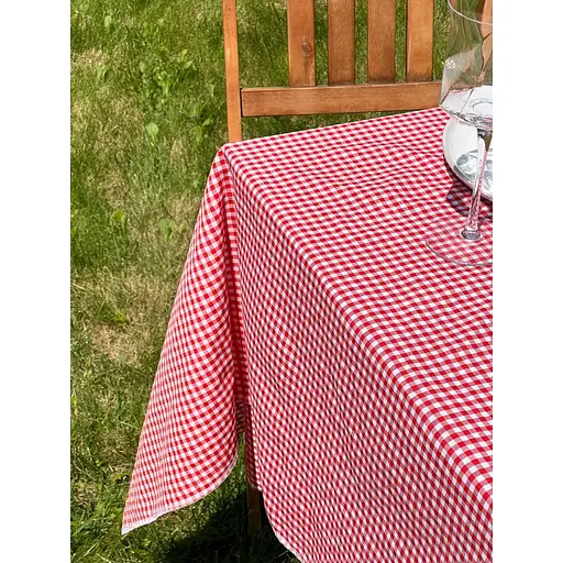 Скатертина в клітинку для столу Зефір 220х150 см Червона - фото 6