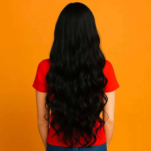 Перука кучерява довга рівний зріз з термоволокна 80 см чорний - фото 2