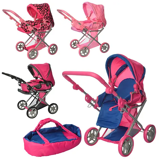 Коляска 9346/016/81100 для ляльки, демісез, корз, регул.ручка, метал, в коробці (6935539693468) Микс - фото 1