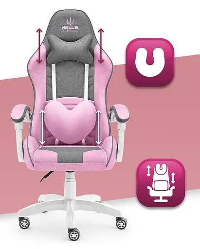 Компьютерное кресло Hell's Rainbow Pink-Gray тканина - фото 6
