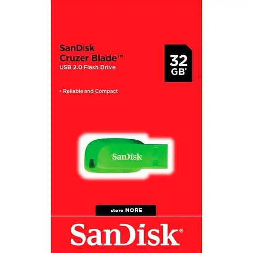 Flash SanDisk USB 2.0 Cruzer Blade 32Gb Green - фото 2