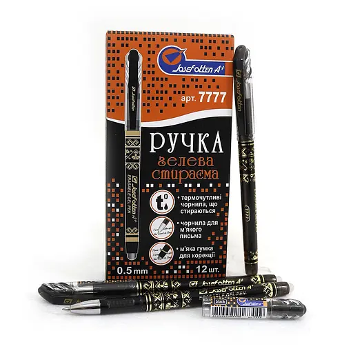 Ручка пиши-стирай, толстый наконечник, черная, 12 шт., 7777BK