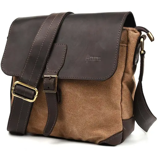 Кожаная мужская сумка через плечо TARWA 25х26х8.5 см sum0025726 - фото 1