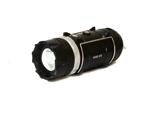 Кемпинговый фонарь лампа аккумуляторная с солнечной батереей  8 LED с рассеивателем MHZ SB-9699 1600 Черный - фото 4