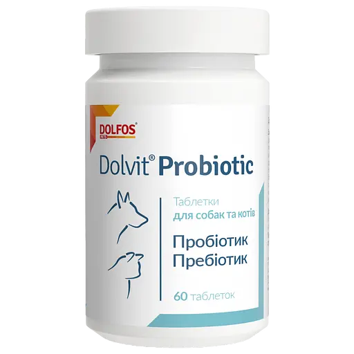 Вітамінно-мінеральна добавка Dolfos Dolvit Probiotic для котів та собак 60 таблеток (4005-60)