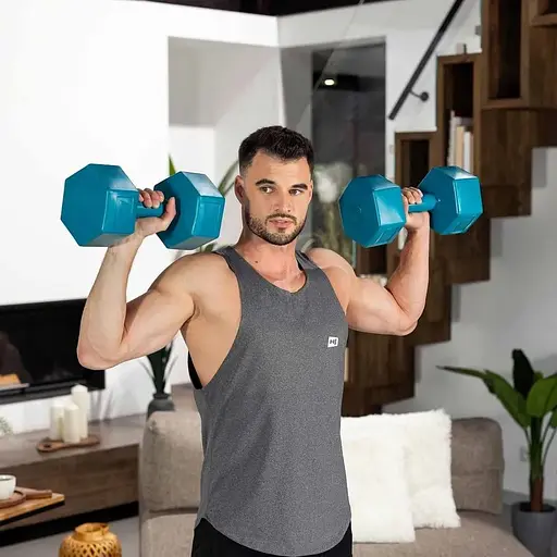 Гантелі для фітнесу композитні Hop-Sport HS-C080DS 2х8кг блакитний - фото 2