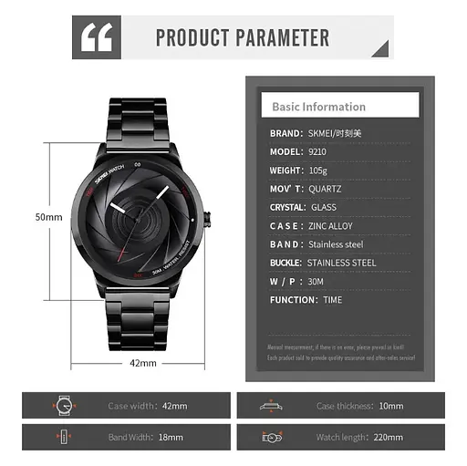 Класичний чоловічий годинник Skmei 9210 Чорні - фото 6