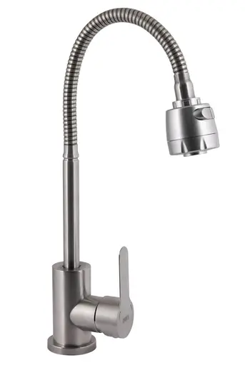 Змішувач для кухні Brinex Pure 015F41 з гнучким виливом Nickel BRIPUR015F41NKL - фото 1