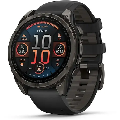 Смарт-часы Garmin Fenix ​​8 47 мм AMOLED Сапфир Черный/Титан Карбоновый DLC с силиконовым ремешком QuickFit 22 мм - фото 1