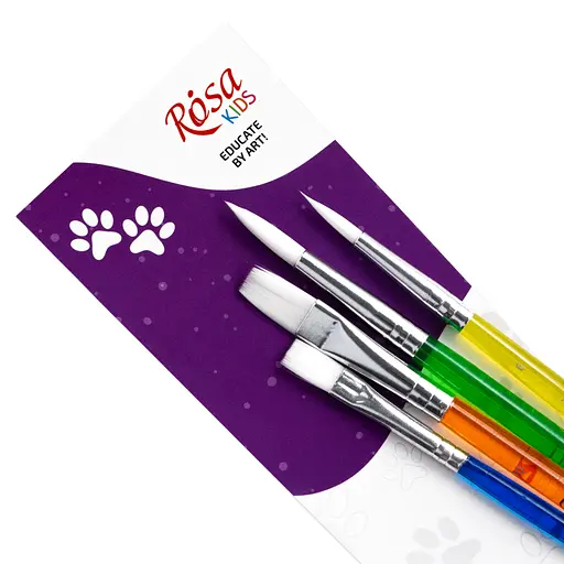 Набір пензлів №5 синтетика 4 шт кругла (№6 8) плоска (№6 10) Rosa Kids - фото 2