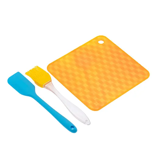 Кондитерский силиконовый набор из трех предметов: подставка под горячее, кисточка и лопатка, Kitchen Master 86567 - фото 2