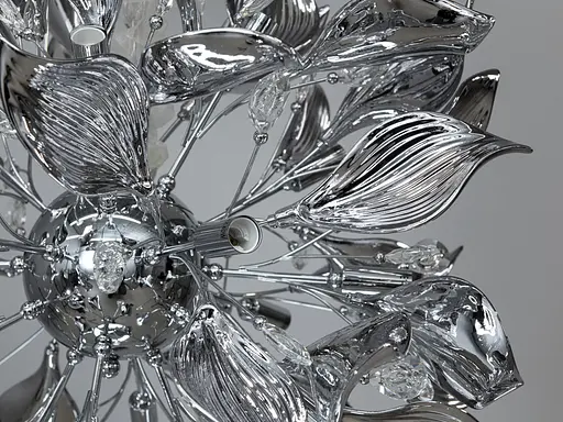 Витончена підвісна люстра з керамічними елементами, 18 ламп, хром - фото 4