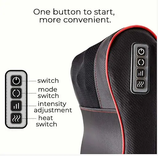 Массажная подушка Edem (разминание, массаж Шиацу, прогрев) Black - фото 2