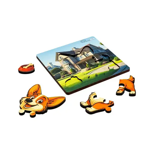 Дерев'яний пазл-вкладиш "Веселий песик" PuzzleOK Puz-88753 А6, 4 елементи - фото 2