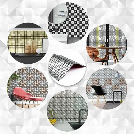 Самоклеюча алюмінієва плитка 300x300x3 мм Срібна мозаїка зі стразами SW-00001824 D - фото 5