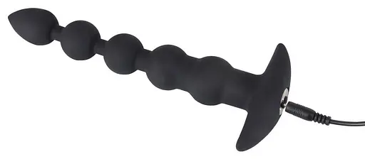 Анальний ланцюжок з вібрацією Black Velvets Rechargeable Beads 21 см (чорний) - фото 3