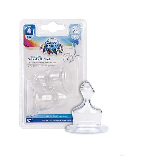 Набор силиконовых сосок к бутылкам с узким отверстием анатомических 2 шт. каша - фото 1